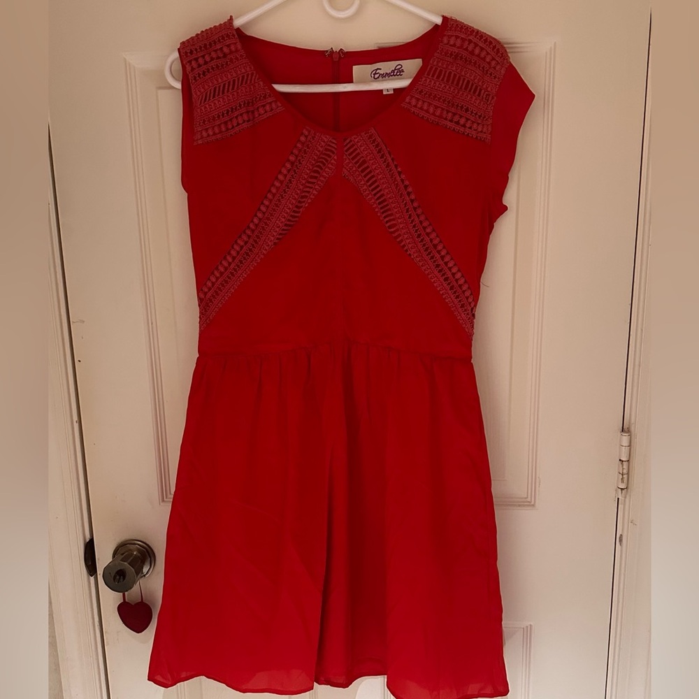 Emmelee Red Dress with Lacey Touches